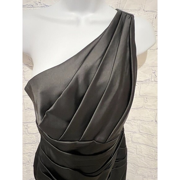 NWT David’s Bridal Black Slim One Shoulder Cocktail Evening Dress Size 2 - Picture 3 of 11